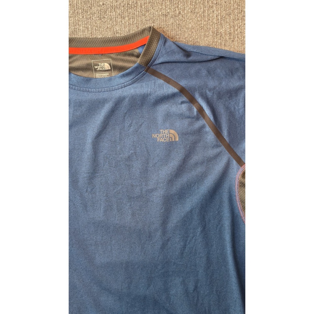 The North Face Mens Performance T-Shirt Blue Gray Mesh Active Tee - Picture 2 of 9